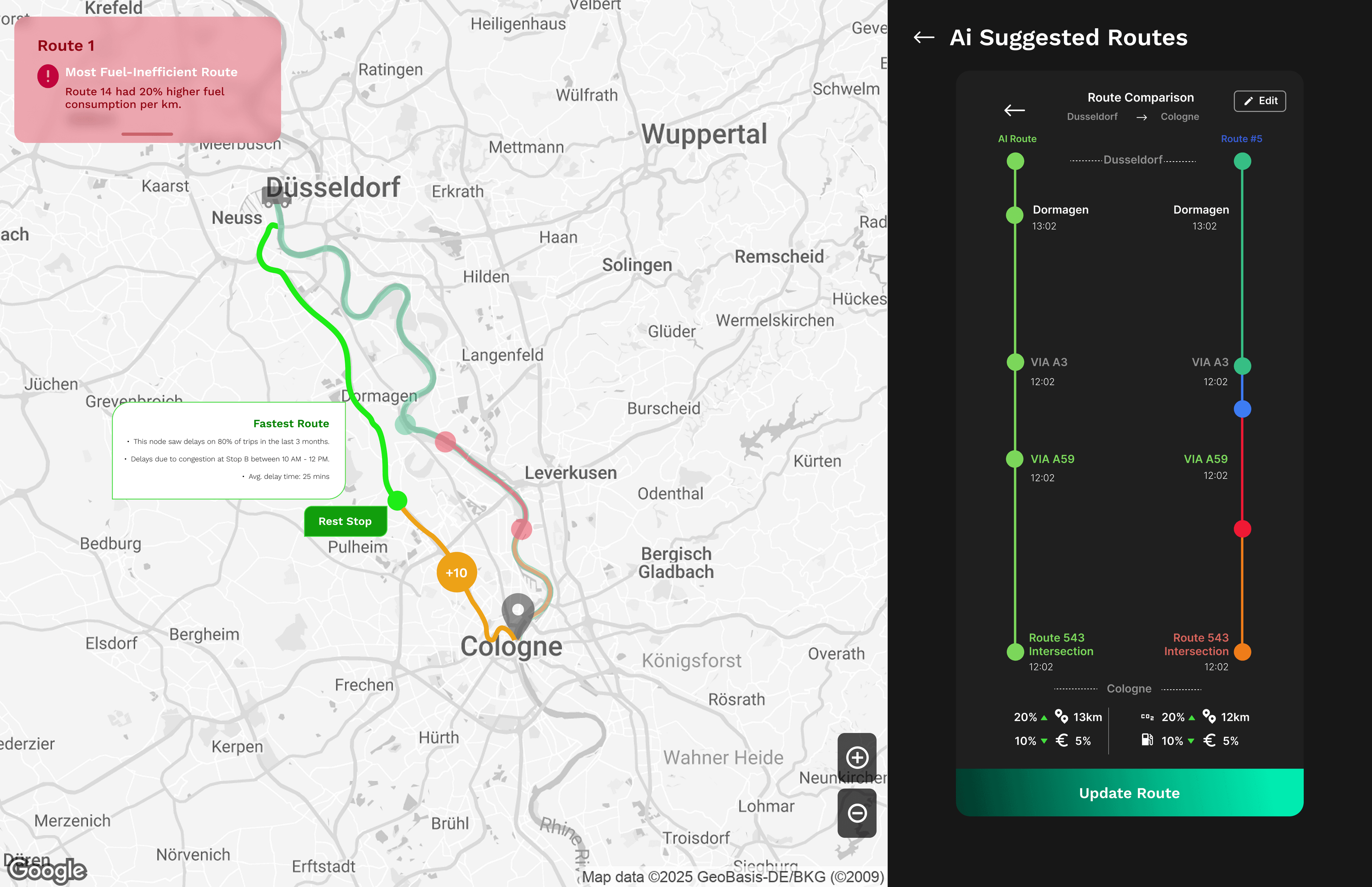 Fleet Management Route Comparison